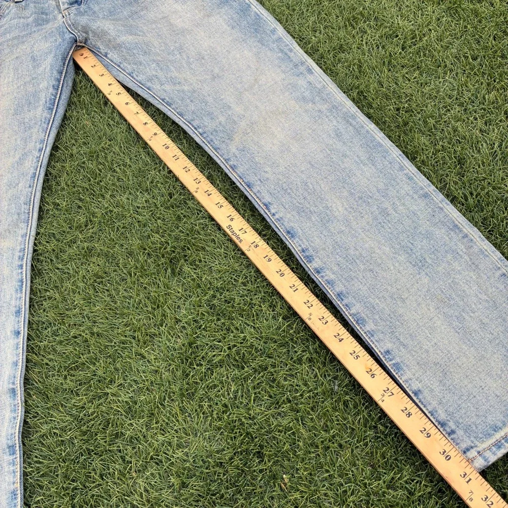 MNML Mens 30x31 Light Wash Straight Leg Denim Jeans Faded Acid Wash Streetwear